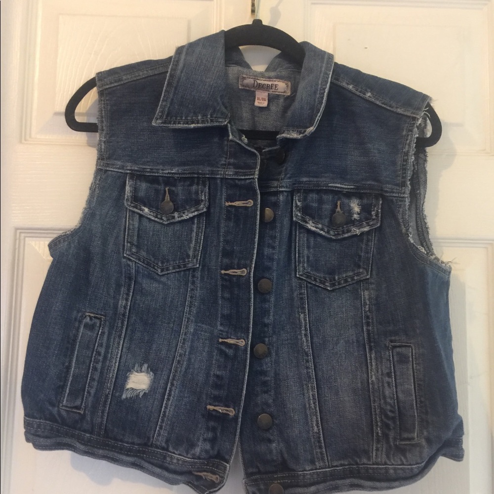 NWT! Denim vest with slight distress!
